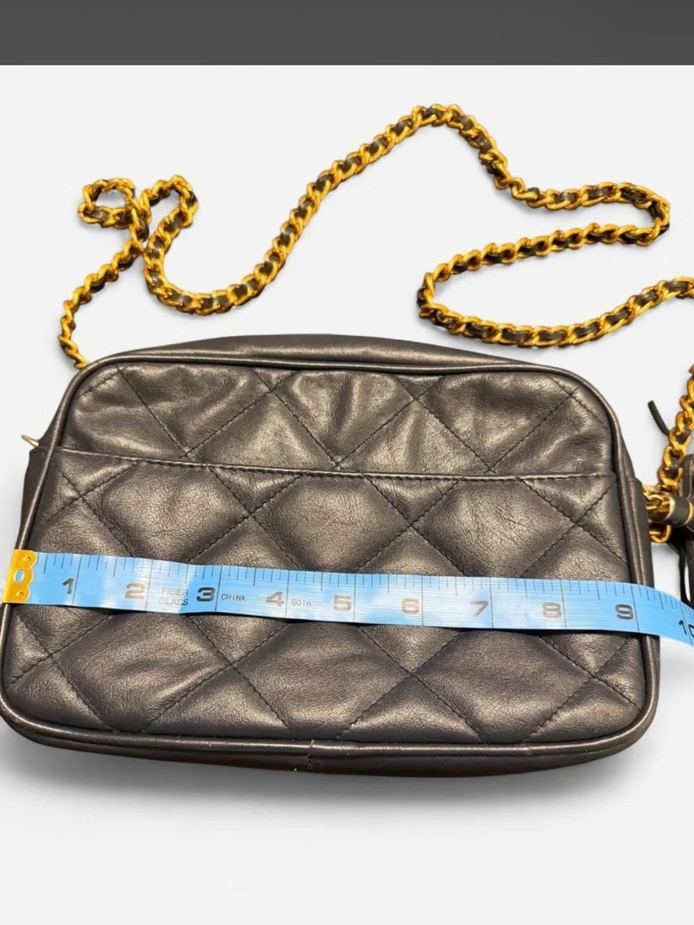 Quilted Leather Crossbody Bag with Gold Chain